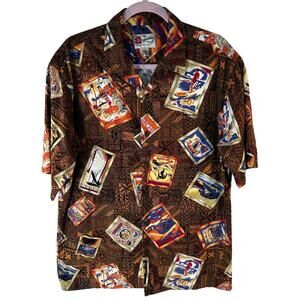 HILO HATTIE MENS L BROWN PICTURE FRAME HAWAIIAN CLASSIC MAGNUM PI TOM